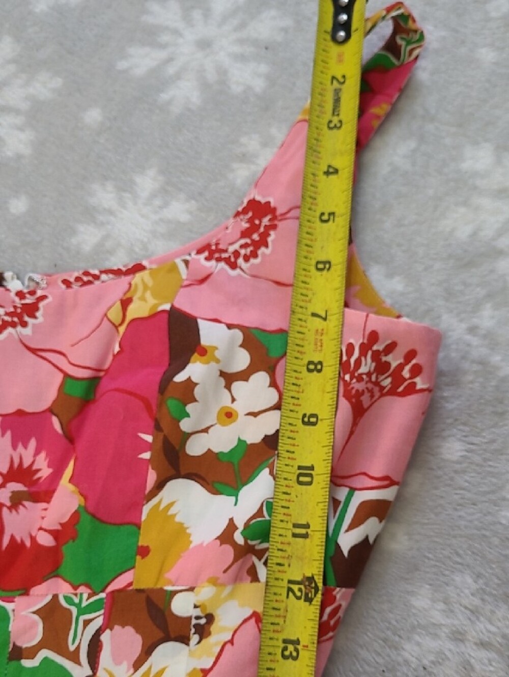 Talbots Pink Floral Midi Dress with Yellow & Green Accents - Picture 10 of 14
